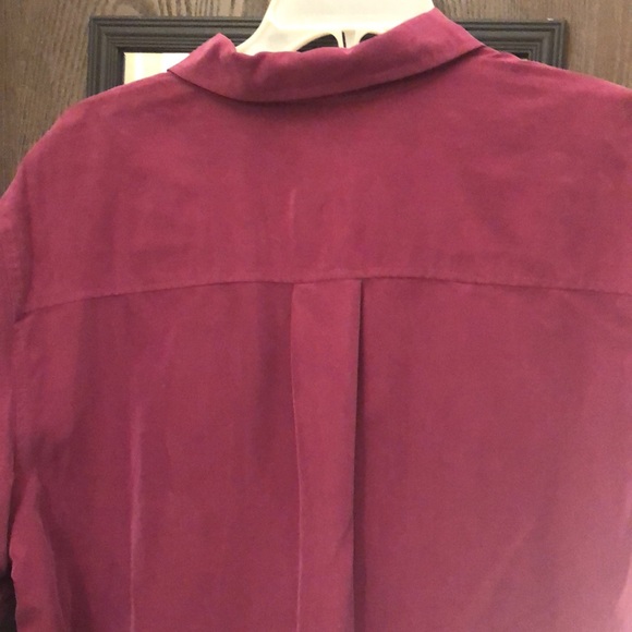 Purple short sleeve button down rayon shirt - Picture 8 of 9